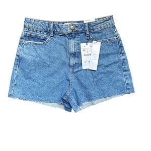 Zara Blue Denim Jean Cutoff High Rise Shorts, Brand New w/Tags, Women Size 6